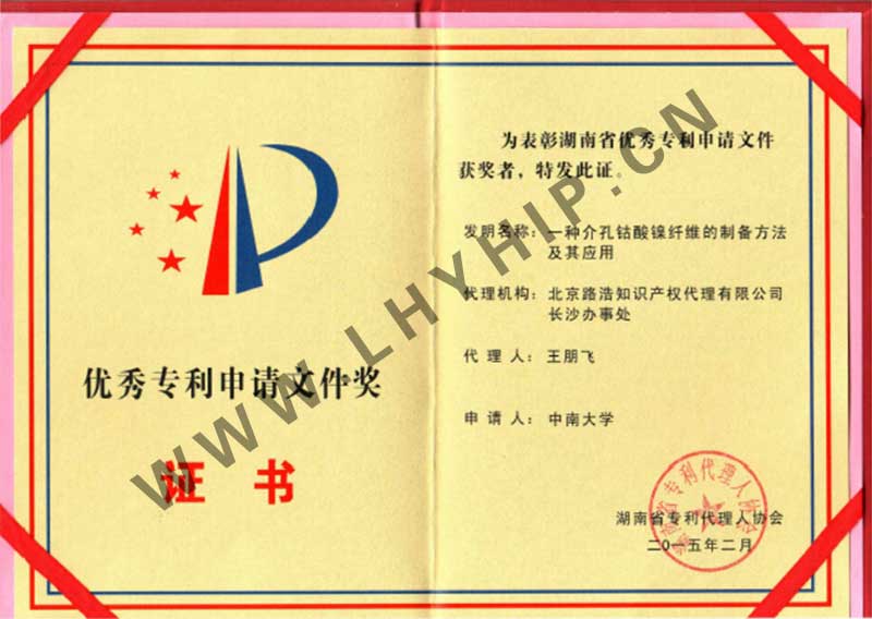優(yōu)秀專(zhuān)利申請文件獎