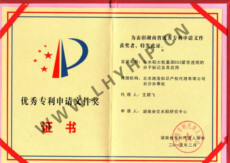 優(yōu)秀專(zhuān)利申請文件獎