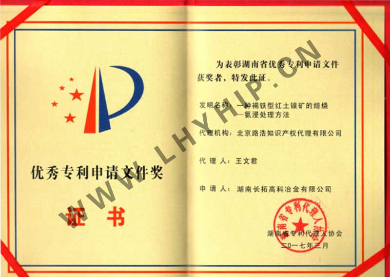 優(yōu)秀專(zhuān)利申請文件獎